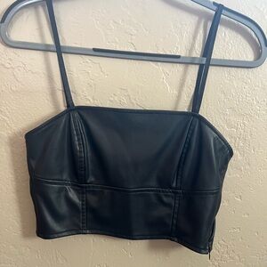 Zara Black Faux Leather Women's Top